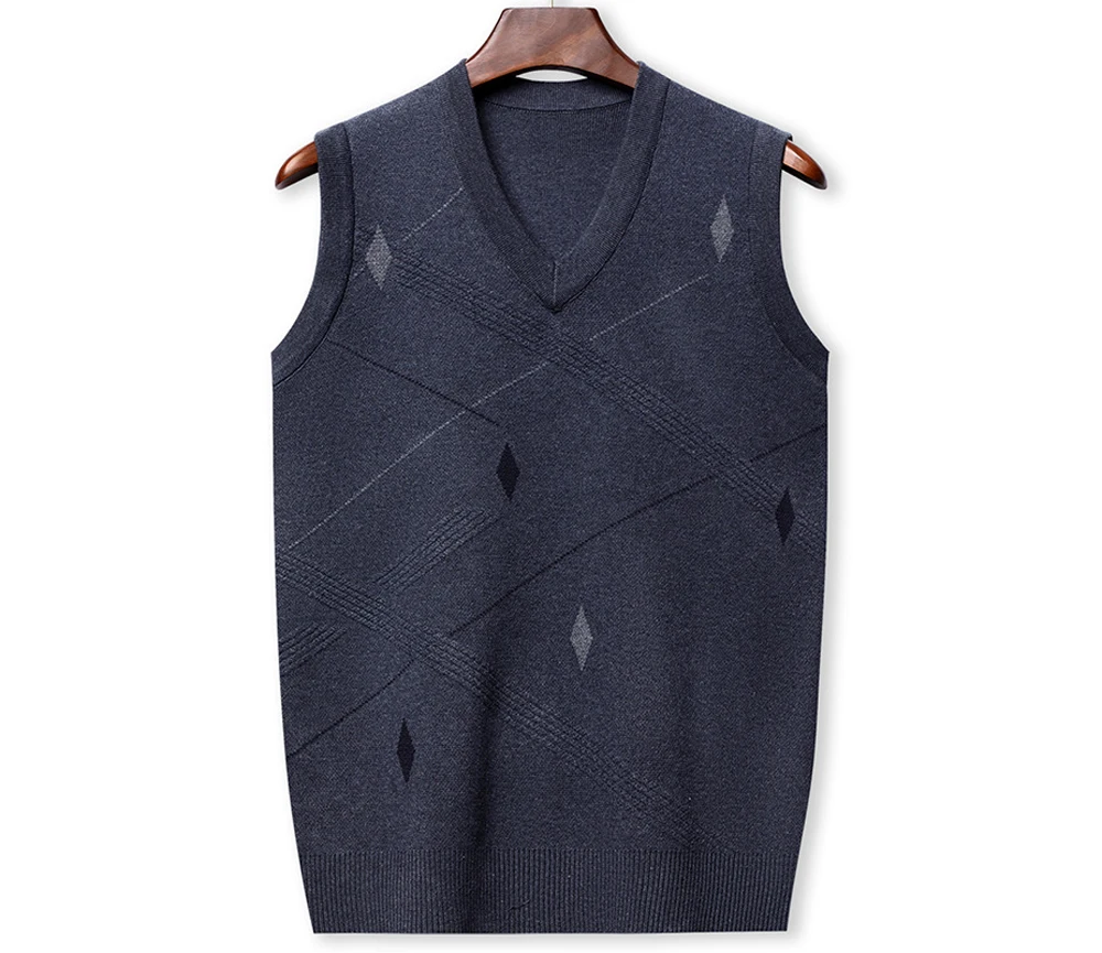 Description Picture 6 of itemSpring  Autumn Men's Knitted Vest Outdoor Leisure Business V-Neck Waistcoats Fashion Slim-Fit Sleeveless Tops Men's Clothing