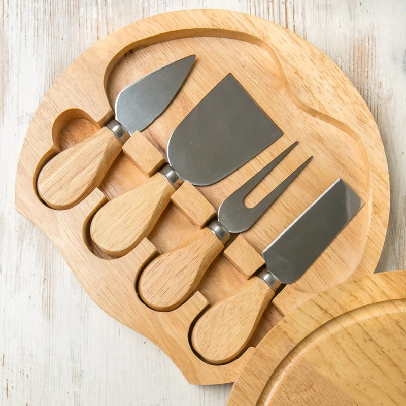 4 Cheese Knives Set Cheese Cutlery Steel Stainless Slicer Cutter Wood Handle Mini Knife Butter Knife Spatula Fork butter knife,cheese knife