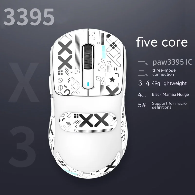 PAW3395 Wireless Mouse Tri-Mode Charging RGB Base Gaming Mouse Software  Customization 26000 DPI Attack Shark X6