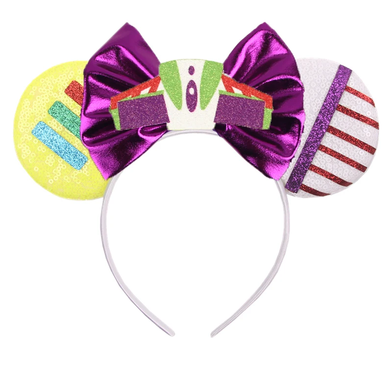 Diadema con orejas de ratón de personaje de dibujos animados de Disney para niñas, lazo de lentejuelas, diadema para fiesta de cumpleaños, Festival, accesorios para el cabello de Cosplay