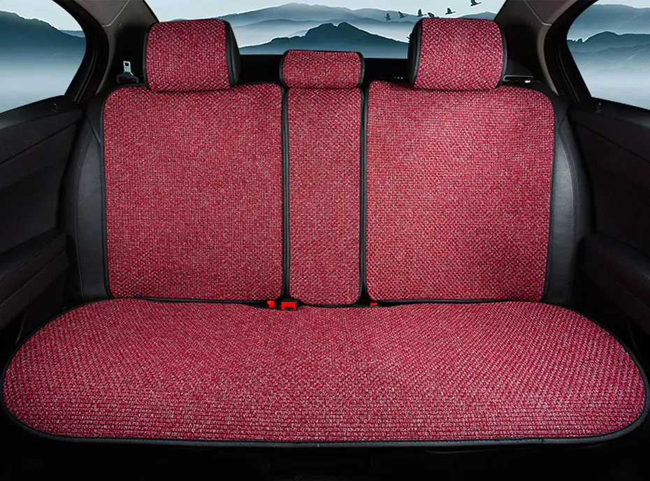 SEAMETAL Leinen-Autositzbezug für vier Jahreszeiten, universelle Sitzbezüge, rutschfeste Polsterung, Schutzmatte, Sommer, atmungsaktiv, für Autositze – Detail 12