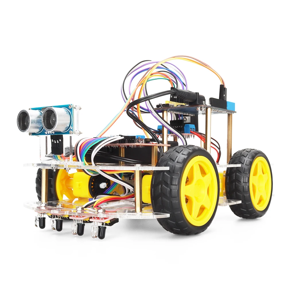 

Factory DIY 4WD Robot Kit BT 4.0 Tracing Ultrasonic Obstacle Avoidance Car Kit Smart Robot Car Kit 328P IDE-Programming For Ardu