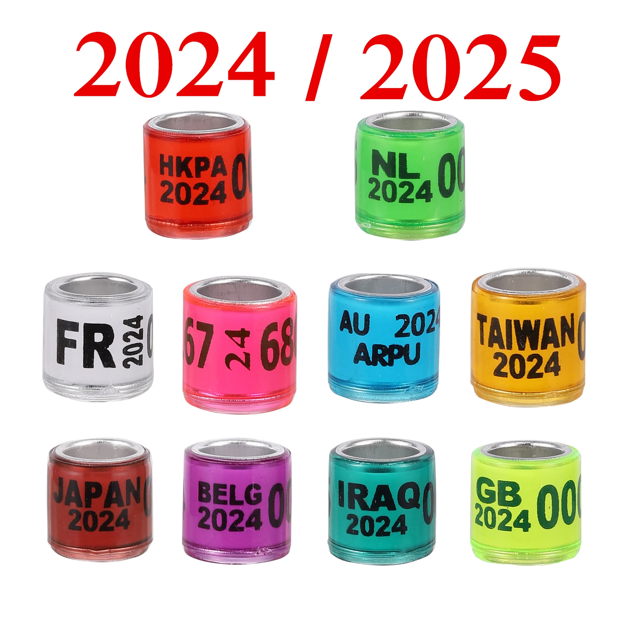 

2024/2025, кольцо для голубей с надписью, качественное прочное кольцо для птиц, кольцо для голубей, инструмент для птиц, 10 цветов, внутренний диаметр 8 мм