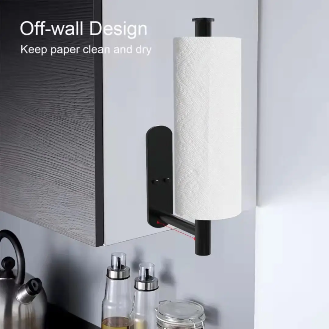 Stainless Steel Silver / Black Paper Towel Wipe Hanging Rack Can Store Cling Film Wipes Roll Paper Rack For The Kitchen Bathroom kitchen storage rack kitchen organizer kitchen organizer rack