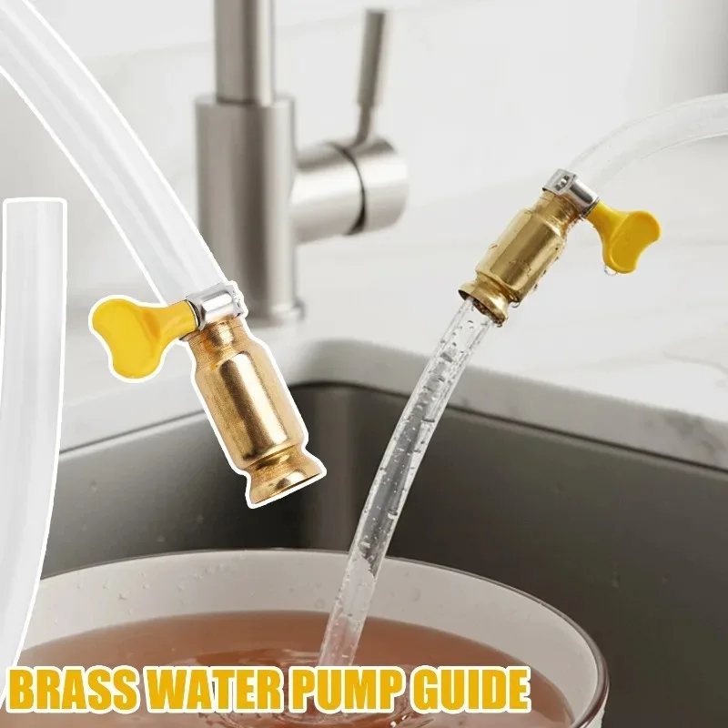 Brass Manual Fuel Transfer Pump Siphon Hose Kit for Diesel Gas Oil Water Fast Flow Hand Pump for Car Boat Tank Drain Priming