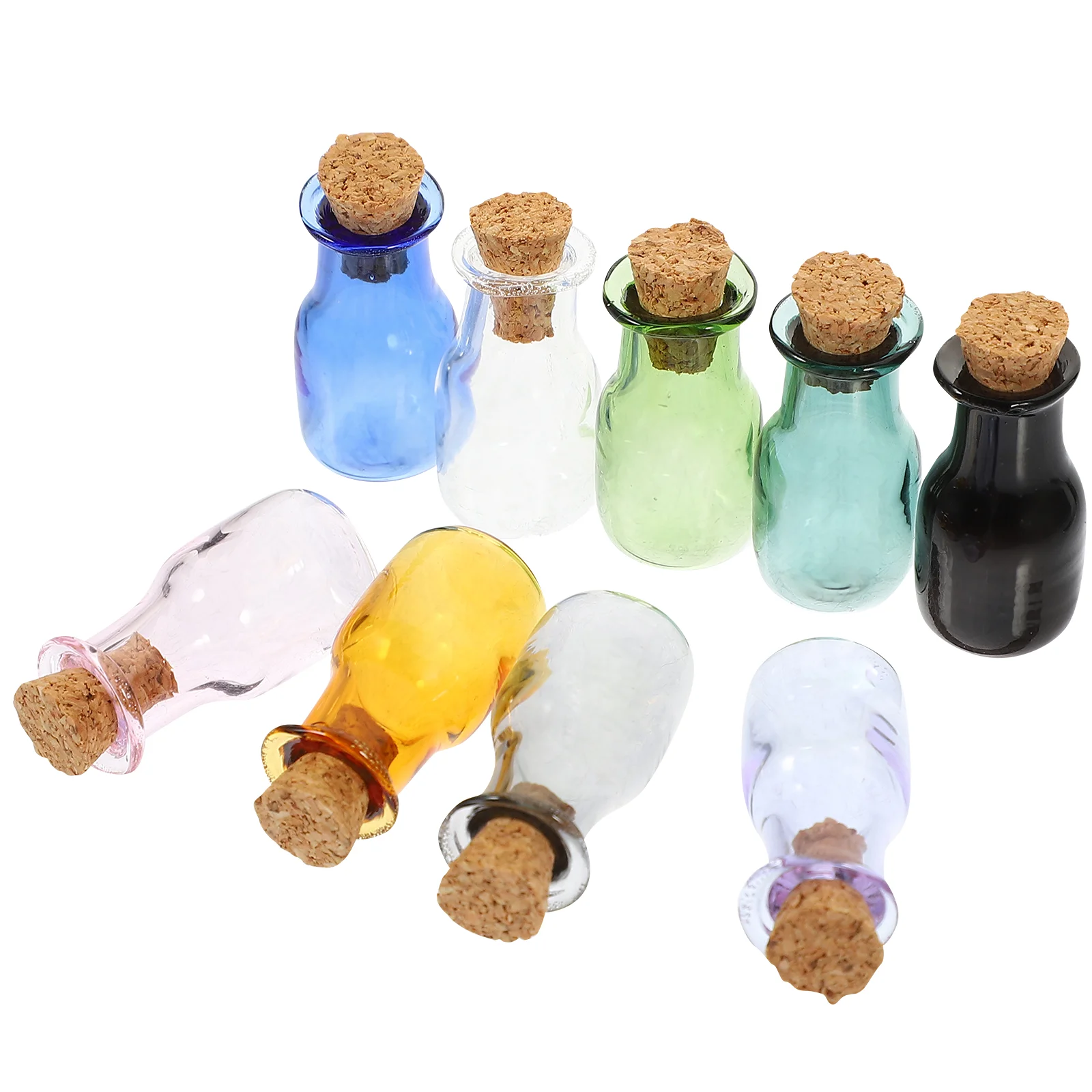9 Pcs Mini Glass Bottle Corks Reagent Container Small Bottles Wishing Crafts Jars Laboratory Sample Sealing 2