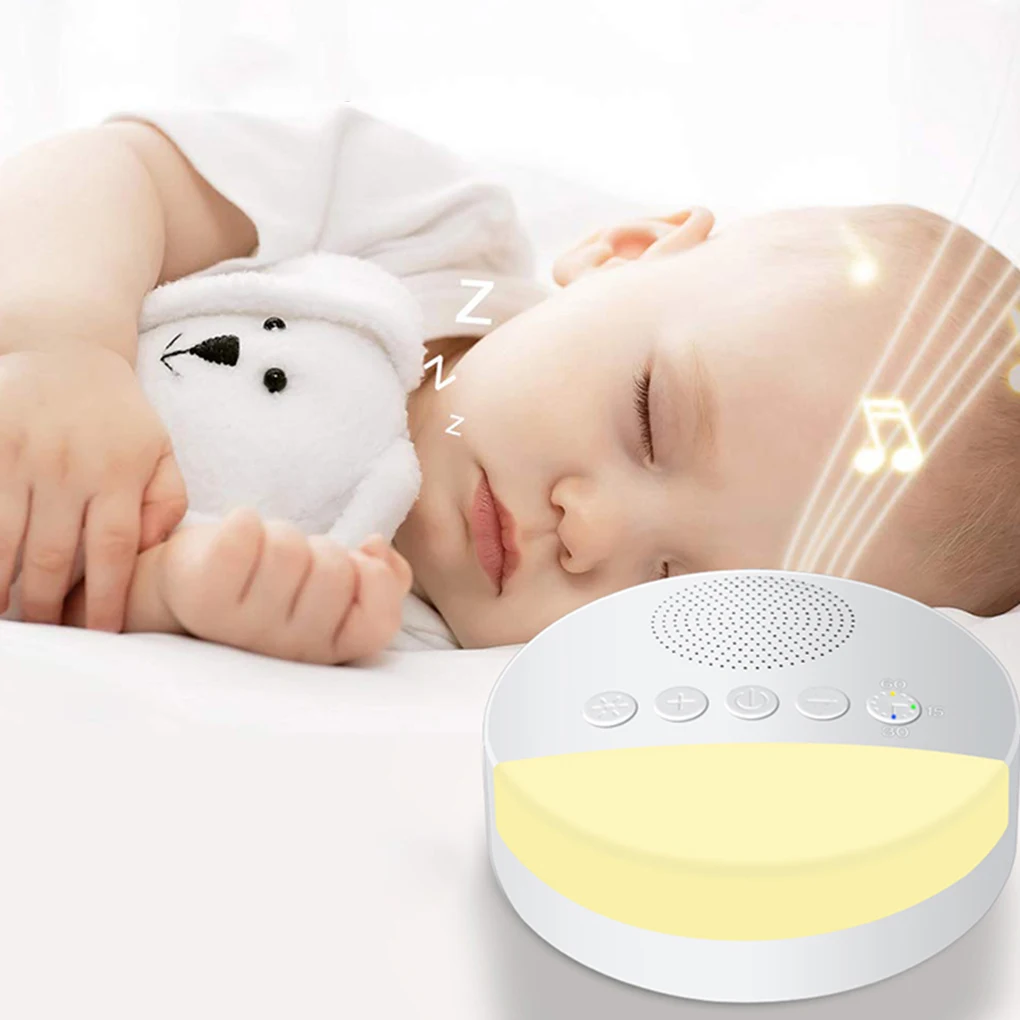 Baby White Noise Machine Usb Ricaricabile Spegnimento Temporizzato Lettore Audio Timer Luce Notturna Lettore Di Rumore Monitor Per Dormire Di Sicurezz