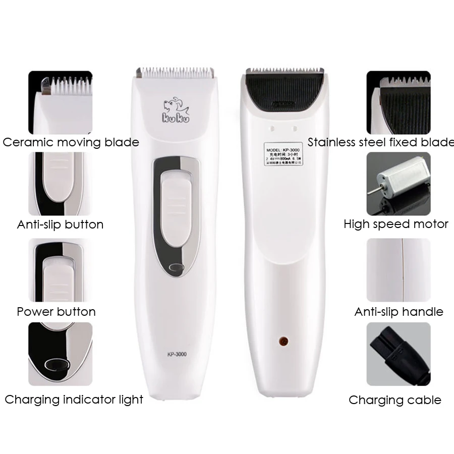 KUKU KP3000 Pet Hair Clipper Electric Dog Hair Trimmer Rechargeable Sharp for Dog Grooming Haircut Shaver Machine White hair trimmer pet clipper dog hair trimmer pet hair trimmer dog clipper