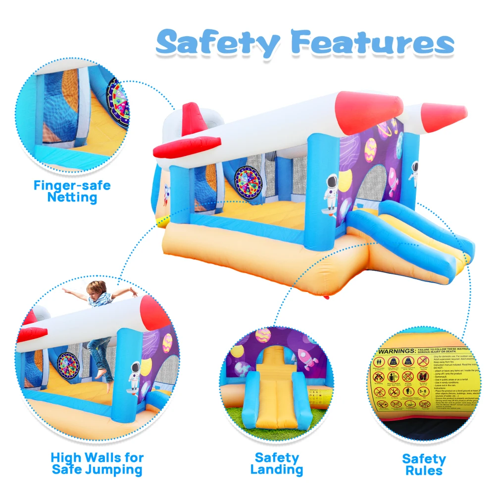 6 in 1 Outdoor Indoor Inflatable Bouncer for Kids Target Ball Basketball Slide with Blower