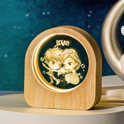 Enchanting Starry Sky Crystal Ball with Wooden Base - Solar System Galaxy Decor for Valentine's and Home Elegance (Lovers)