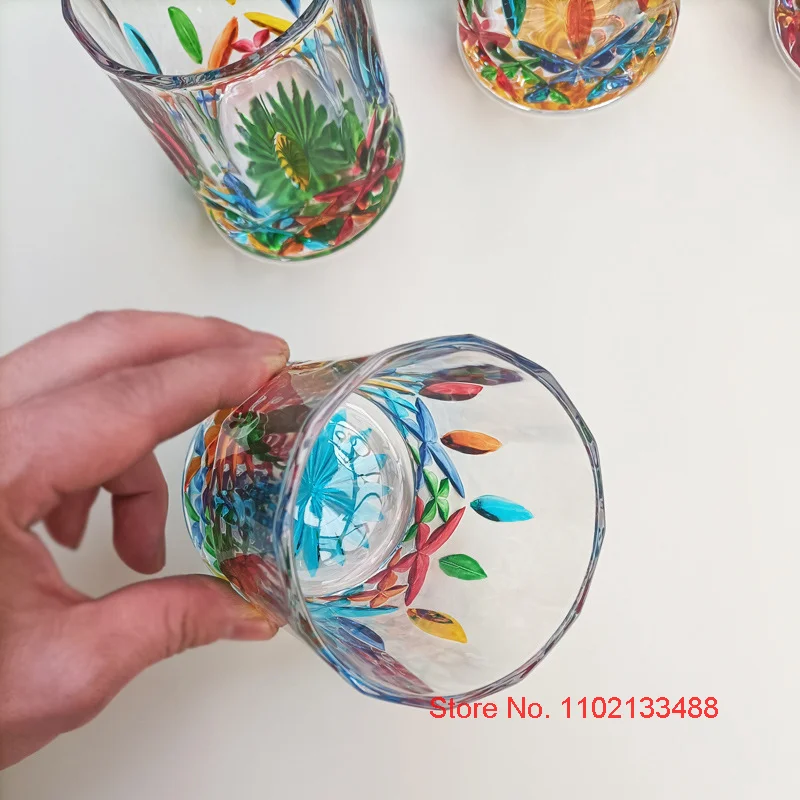 Designer Cup Colorful Jewelry Whiskey Glass Vintage Italian Collection Art Wineglass Venice Enamel Whisky Tumbler Brandy Snifter