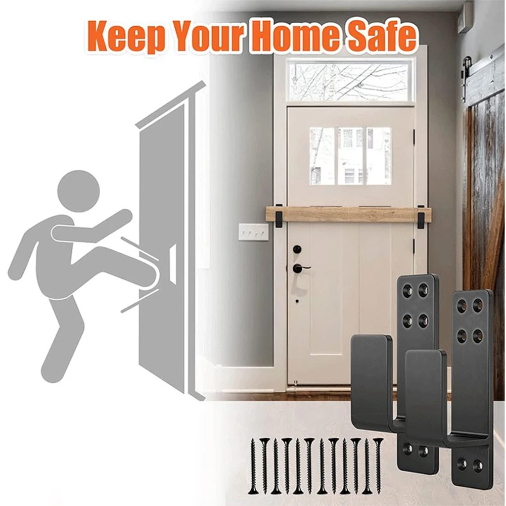HeavyDutyDoorBarricadeBrackets2PackDropOpenBarHolderForHome