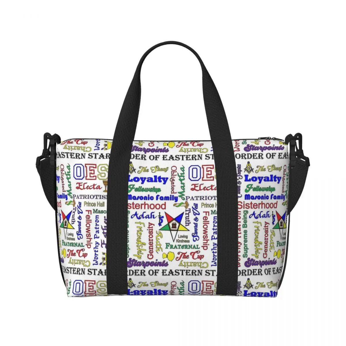 Order Of The Eastern Star Beach Tote Bag for Women Extra Large Gym Carry On Freemasonry Travel Shopping Bags