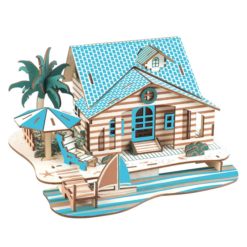 Wooden Construction Kit 3d Wooden Puzzle House 3D Wooden Puzzle