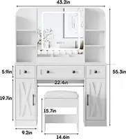 Vanity Desk with Mirror and Lights & Drawers Charging Station & Human Motion Sensing Makeup Vanity Table 2