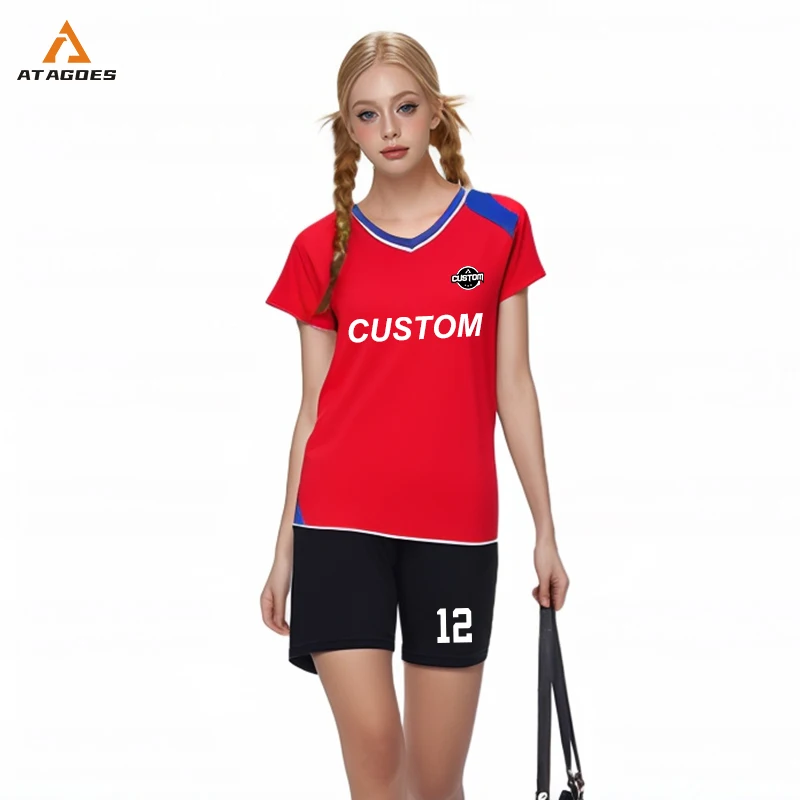 Girls Volleyball Uniforms Design Your Own Volleyball Jersey Short Sleeves Blank Tennis Jersey For Sport Team A820+A821
