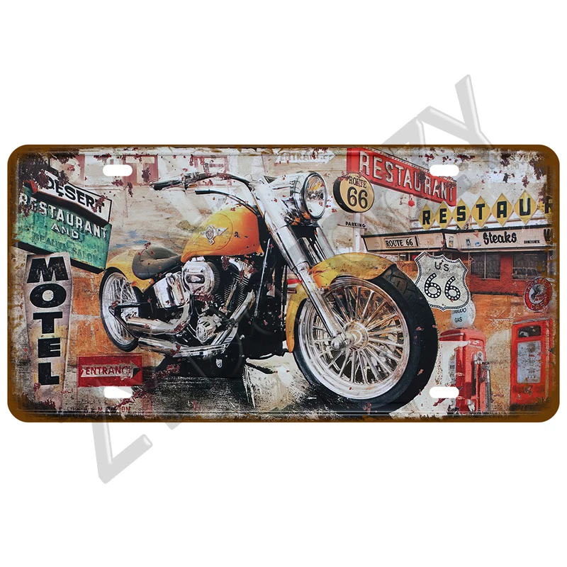 Metal Sign Plaque Route 66 Tinplate Vintage Motorcycle Car Wall Decor for Garage Bar Pub Moto Club