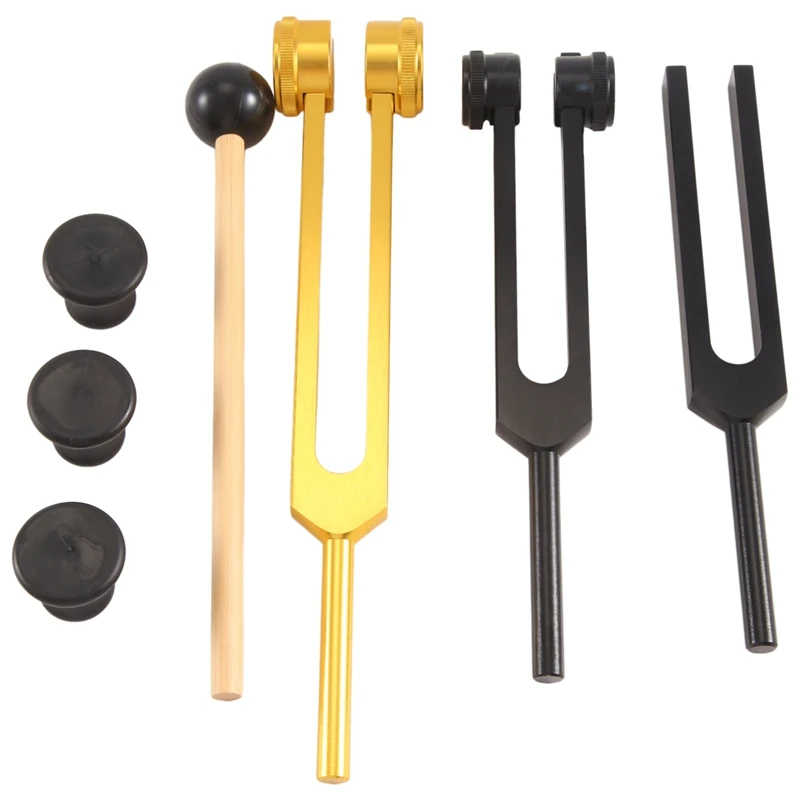 Tuning Forks For Healing Set 128/256/512Hz Sound Healing Instruments Gold & Black Aluminum Alloy Chakra Tuning Forks 1