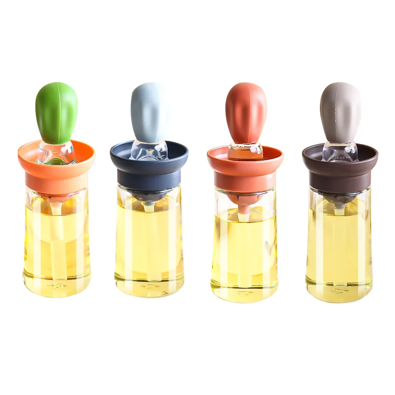 Glass Oil Bottle with Silicone Brush Grill Oil Brush Kitchen Cooking