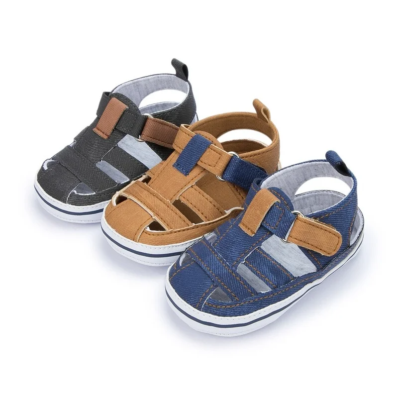 Meckior Summer Baby Infant Boys Sandals Canvas Soft Sole Non-Slip Closed Toe First Walkers Shoes 