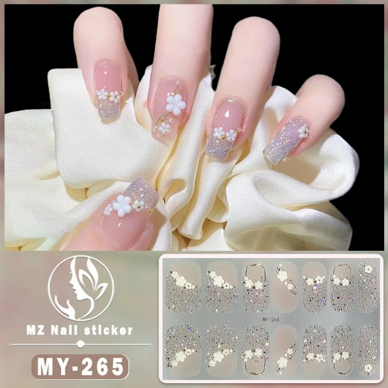 Waterproof 3D Rhinestone Nail Art Stickers - Sweet Self-Adhesive Manicure Decoration