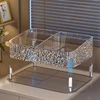 Glacier-print Desktop Makeup Organizer with Legs Clear Lipstick Split Vanity Storage PET Organizer Makeup Organizer Box 4