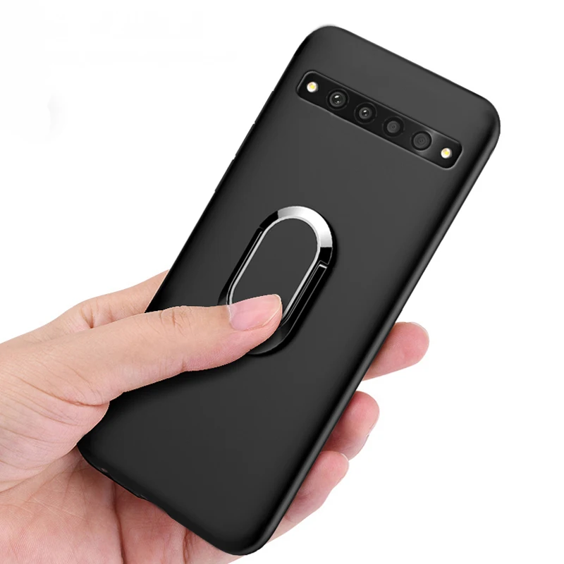 Case for TCL 10 Plus T782H 6.47 Inch Red Blue Black Classic Finger Ring 360 Degree Rotation Soft Silicone Cover for TCL 10 Plus 2