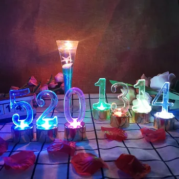 LED 티 라이트 전자 촛불, 다채로운 빛나는 숫자 촛불, 어린이 생일 파티 웨딩 장식 용품