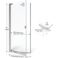 Armon Single Swing Shower Door, Chrome, 30.25-31.75 in. Wide x 66 in. high, Obscure Glass 2