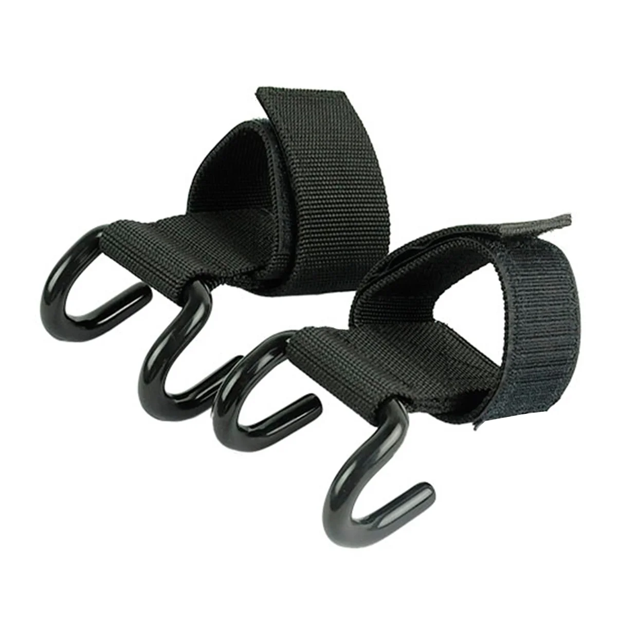 

Pair of Weight Lifting Gym Training Hook Grips Straps Gloves Wrist Straps (Black)