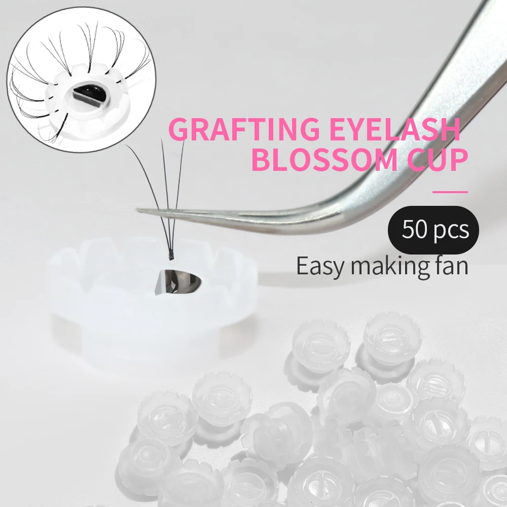 

100pcs Grafting eyelash blossom cup Fan Lashes Extension Glue Holder Flower Shape Disposable Makeup Tools