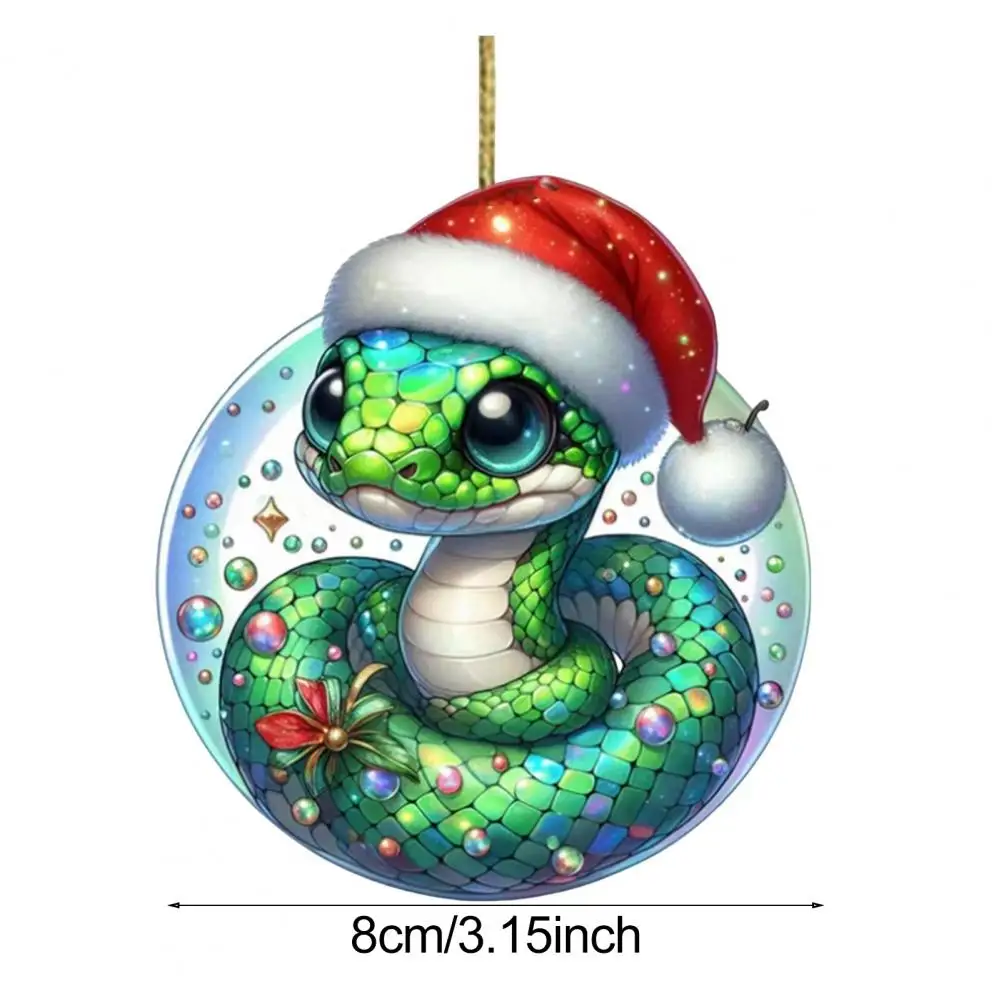 Christmas decorations snake Christmas tree ornament flat 2D acrylic cartoon snake pendant festive Santa hat ornament for New Year car decor