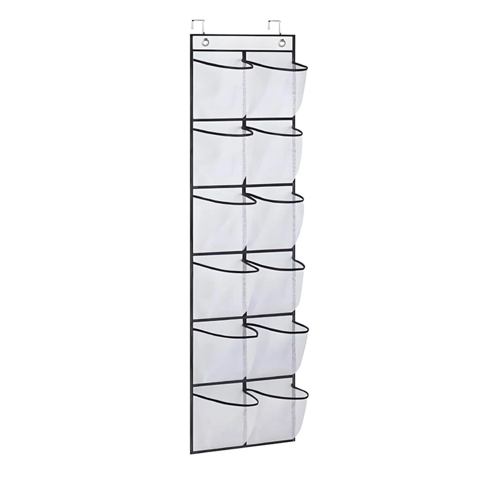 Hanging Shoe Storage Over Door Organizer 12 Mesh Pockets 2 Metal