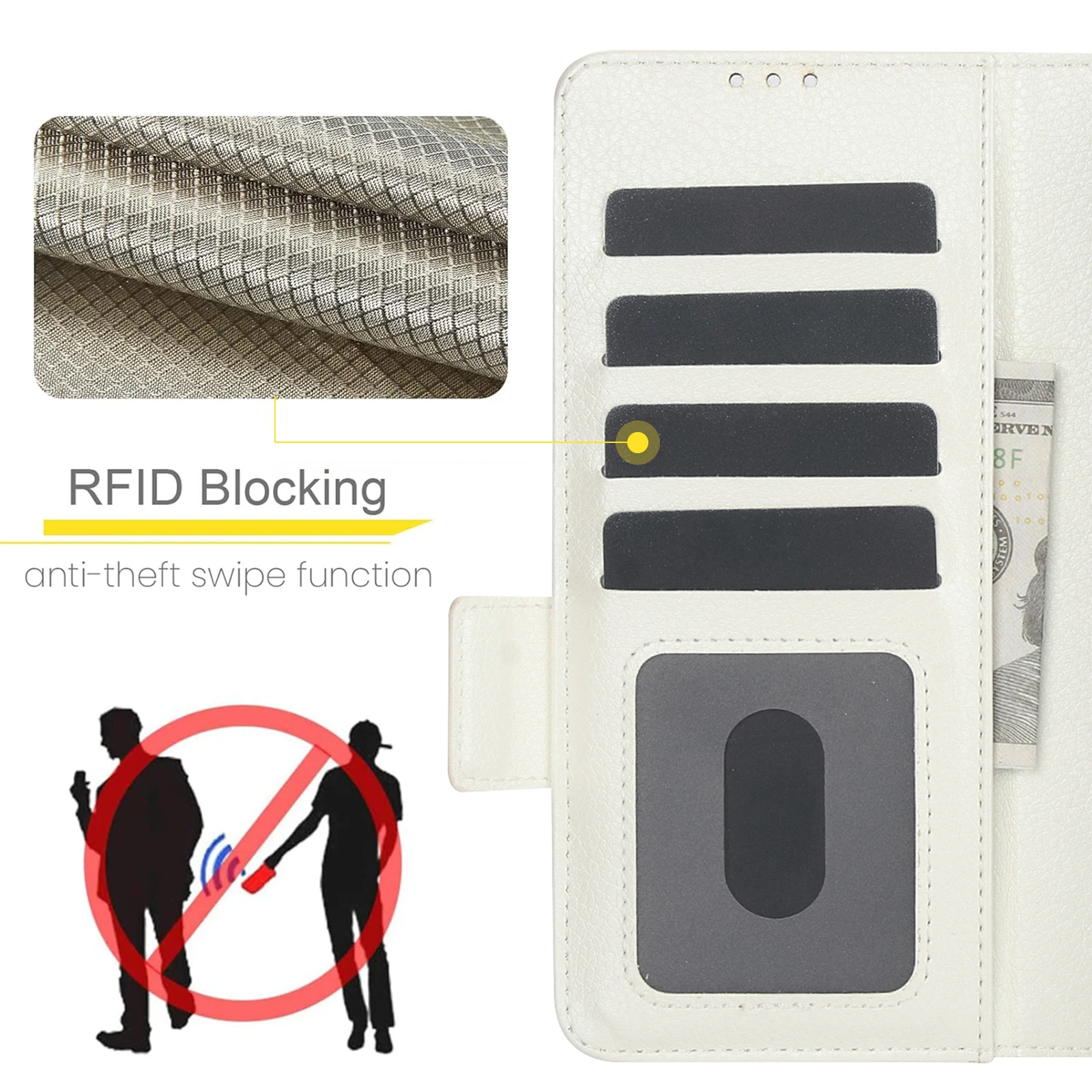 Premium PU Leather Wallet Case with Card Holder & Kickstand, Double Magnetic Clasp