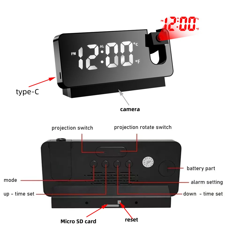 4K HD mini clock camera, supports motion detection alarm, WIFI connection, APP remote viewing, and home security 5