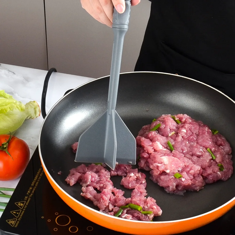 Kitchen Meat Chopper Ground Beef Masher Utensil Heat Resistant Non-Stick Hamburger Potato Masher Tool