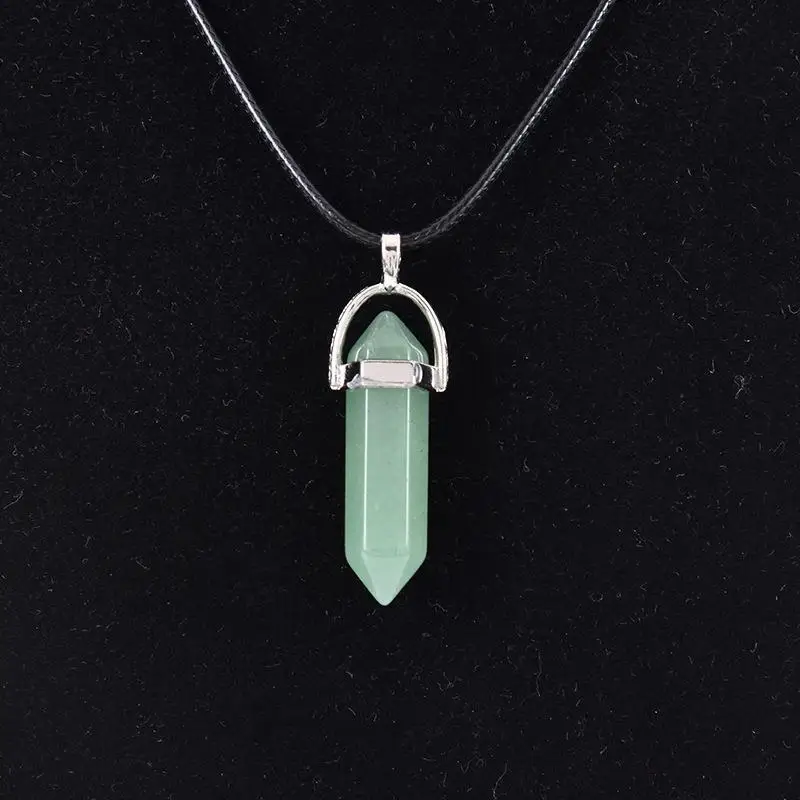 Collar con colgante hexagonal de cristal natural joyas para mujer_voghion.com