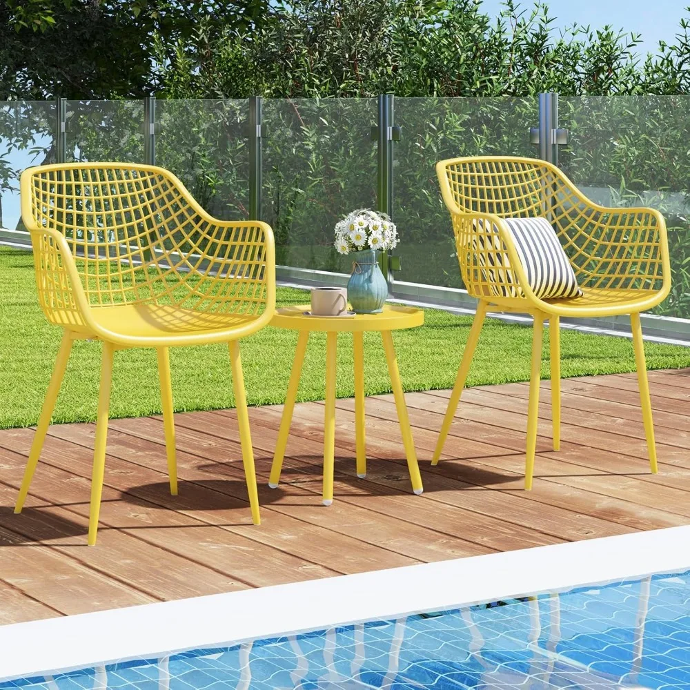 3 Piece Patio Bistro Set, All Weather Heavy Duty Table and Chairs Set of 2 with Widen Seats, Outdoor Furniture Set for Porch 3