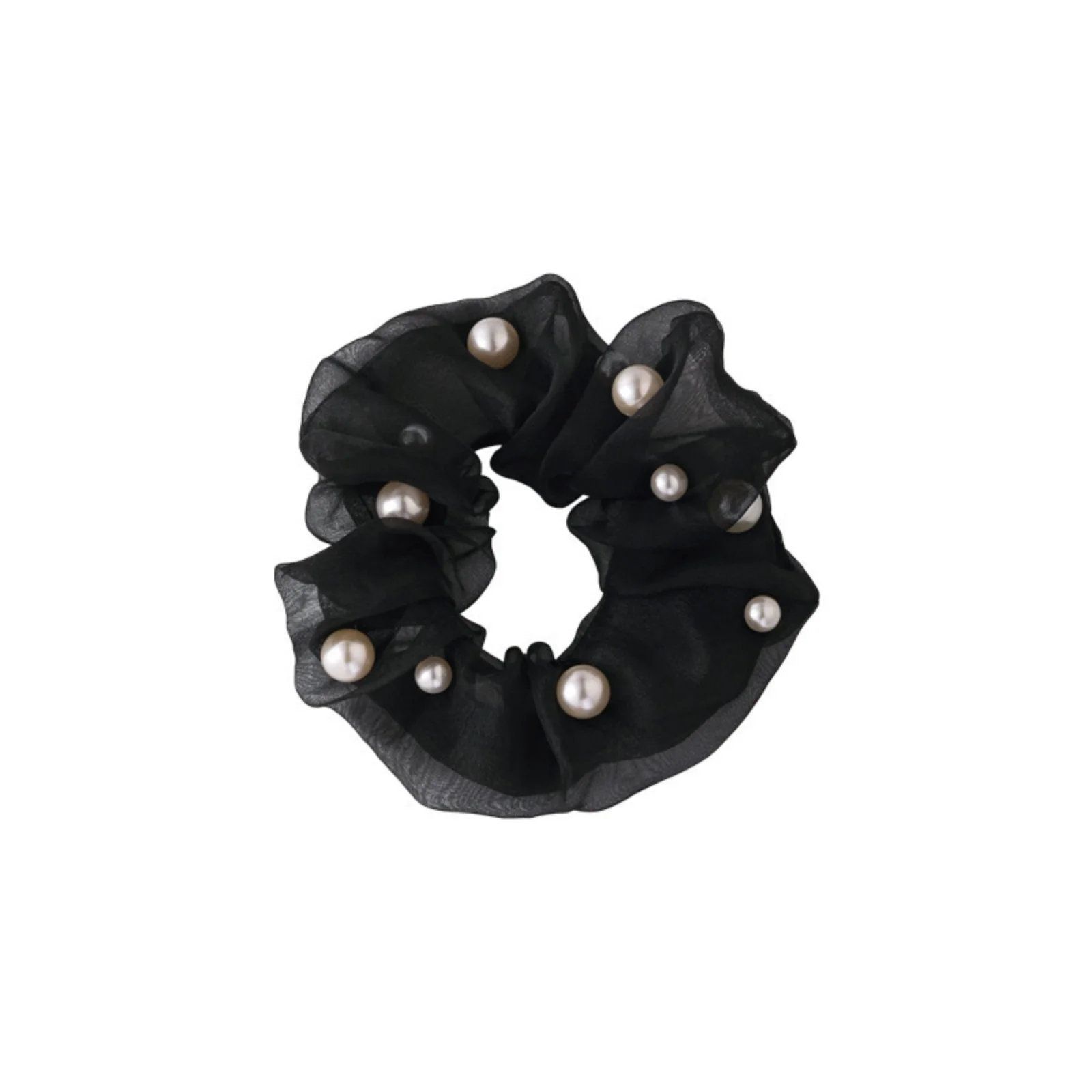 1PC Elegant Organza Scrunchies with Pearls, Women's Stylish Hair Accessories, Must - Have Hair Grips