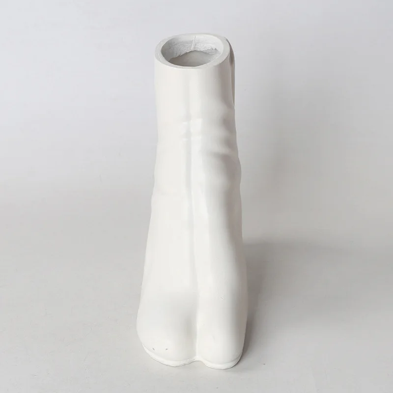Fashionable White Boots Resin Vase, Forked High Heels Flower Arrangement, Creative Women's Shoe Flower Pot, Home Decoration 6