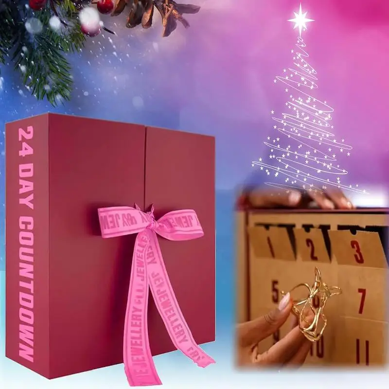 24-Day Holiday Countdown Calendar Decor Christmas Advent Calendar Jewelry Accessories Christmas New Year Gifts For Women Girls