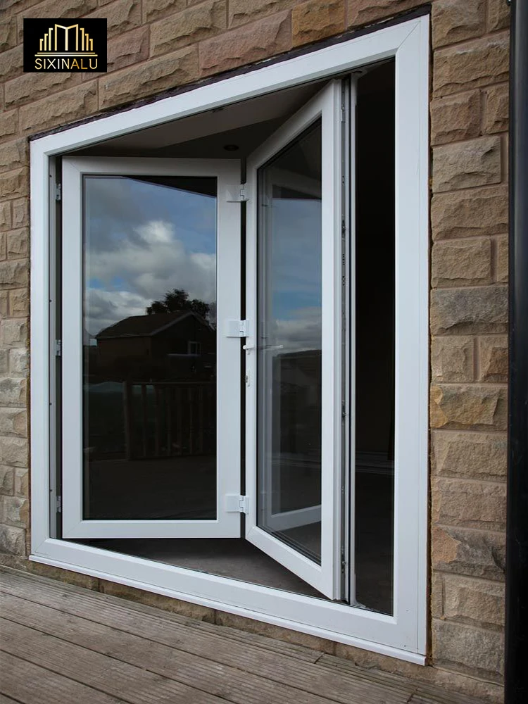 חלונות מתקפלים Sixinalu אלומיניום כפולים זכוכית דו-קיפוליים אנכיים לחדר אוכל בלקוני גינה מתקפלים מותאמים אישית 1X1.2 מטר