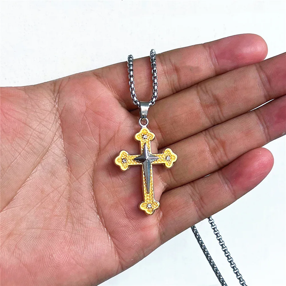 Europe and the United States air Jordan cross necklace men and women pendant personality hip hop trend brand long sweater chain