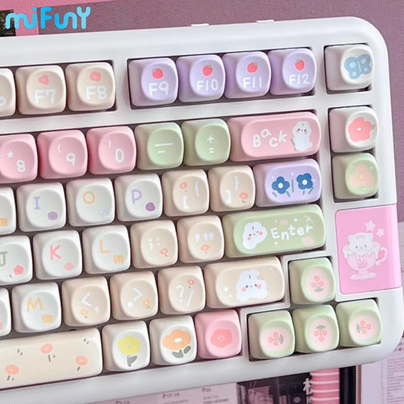 Mifunny Pastel Flor Keycap Perfil Moa Soa Teclado Mecânico Kawaii Keycaps Personalizados Keycaps Bonitos