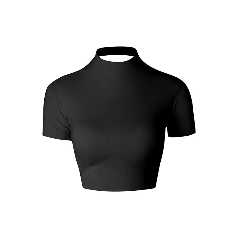 UK Latin Dance Sexy Cropped Open Back Short Sleeve Top Women Summer Training Outfit Professional Costume with Built-in Bra