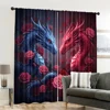 2pcs, spring summer Curtains Pink Dragon Rose Art Digital Print Drapes Polyester Woven Outdoor Decorations Ldeal for Kitchen 6