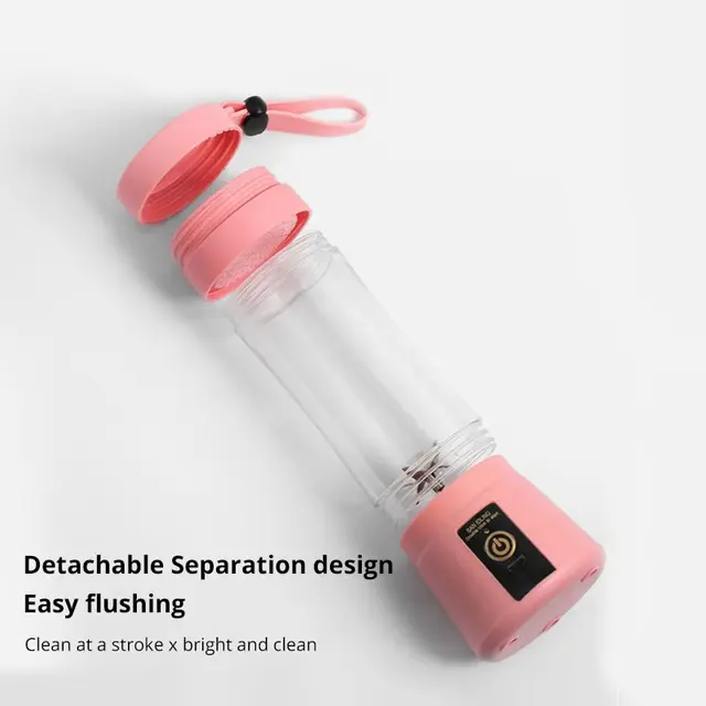 1Pc Pink Mini Portable Blender Milkshake Cup With USB Rechargeable 6 Blades Mini Fruit Juice Mixer Shake Take Juice Cup 4