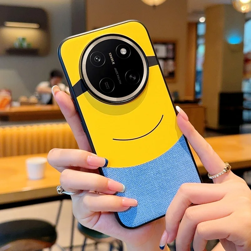 Big-Eyed Minion Cloth Phone Case with Camera Protection Cover