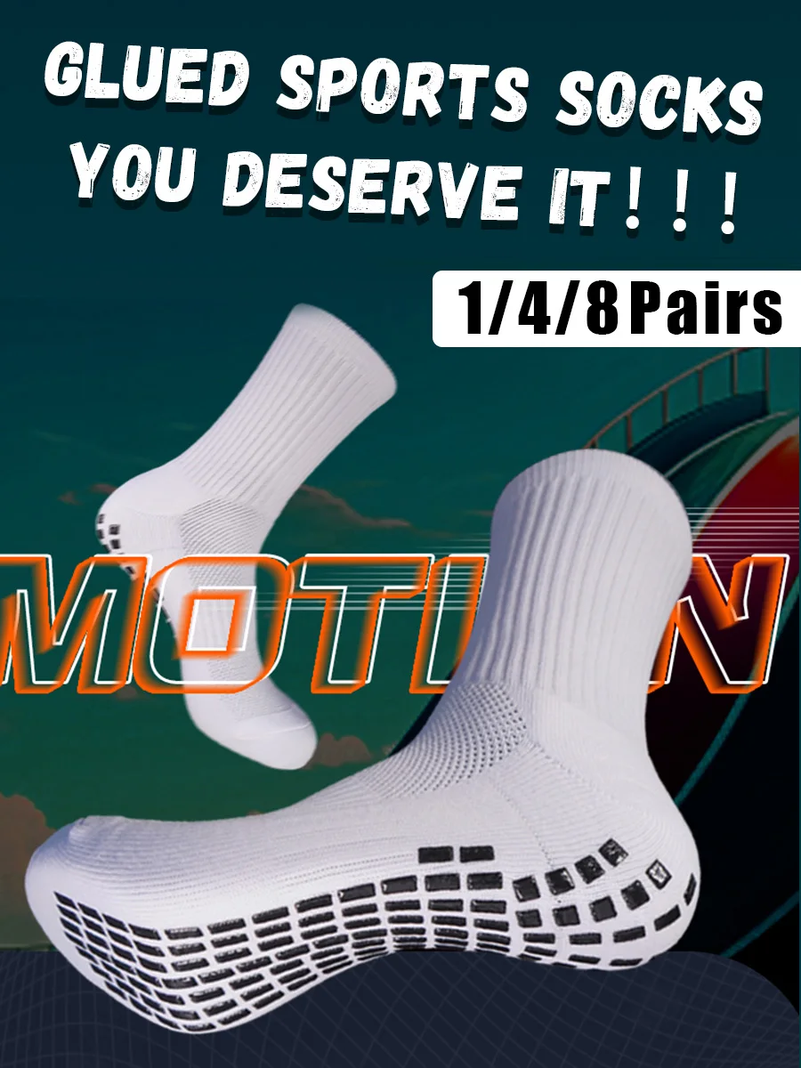 1/4/8 Paar Unisex-Sportsocken mit rutschfester Griff und Handtuchboden für Fußball, Basketball, Baseball, Rugby, Fußballspieler, Radfahren – Detail 1
