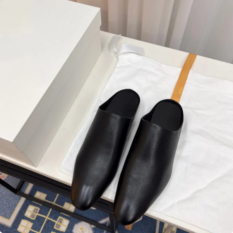 Summer New Pointed Bright Face Flat Sole Single Shoes Women's Shallow Mouth Genuine Leather Low Heel Small Leather Shoes Ha